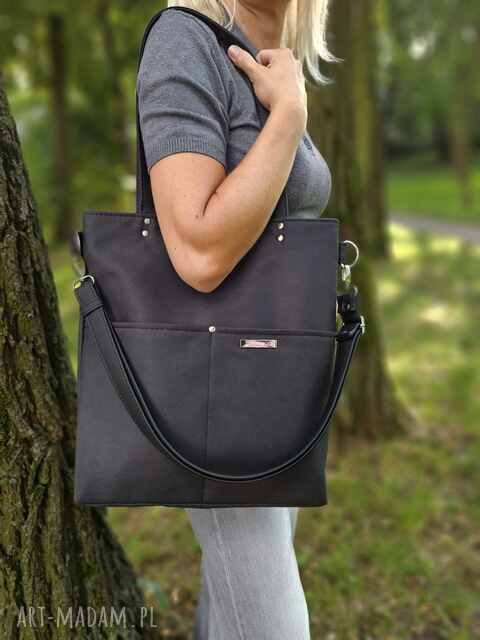 Torba shopperka w kolorze czarnym - nubuk