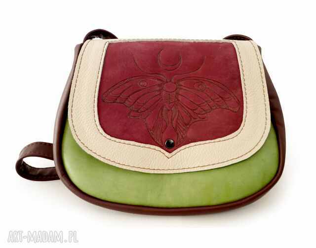 DZIKUSKA ORIENTALNA torebka listonoszka skóra naturalna bordo zieleń ecru ĆMA