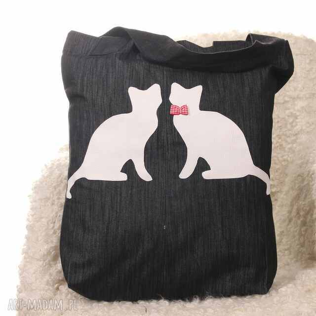 Dżinsowa torba z kotami