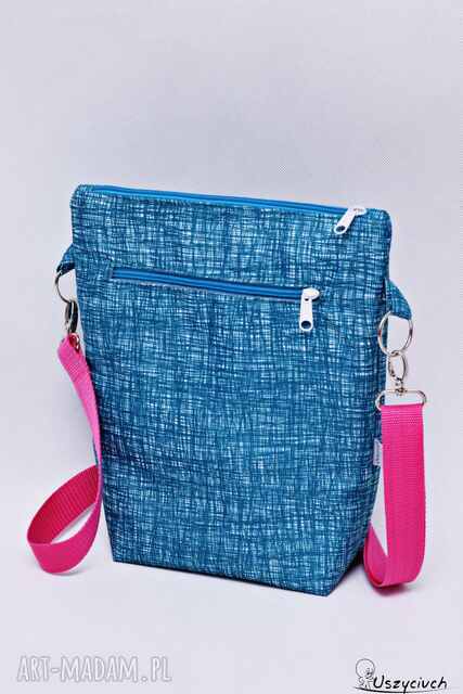 Torebka listonoszka wodoodporna, torba na ramię, mała torebka przez ramię szkic błękitny