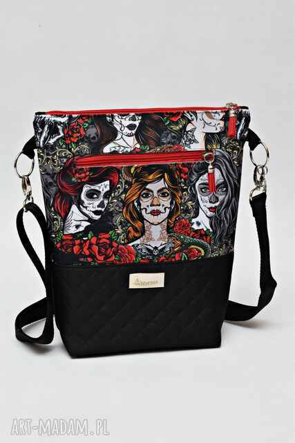 Torebka listonoszka wodoodporna, torba na ramię, mała torebka przez ramię czaszki sugar skull czachy