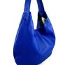 skóra leather hobo blue duża