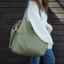 duża lazy bag pocket torba zielona ekoskóra oversize przez ramię hobo