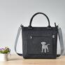 na ramię: Grafitowa antracytowa filcowa torebka z pieskiem - elegancka pies