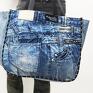 handmade na ramię jeans duża torba upcykling 22 kosmo