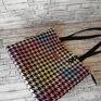 polski produkt szyte shopper kolory kolorowa torebka w pepitkę multikolor torba do pracy pakowna