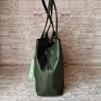 Duża torebka skóra ekologiczna mieści format A4 - zieleń na prezent na co dzień shopper kolory kwiaty
