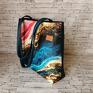 Torebka damska shopper bag na ramię zamykana - abstrakcja - handmade kolory kwiaty