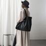 na ramię: Duża czarna torba oversize XL - eko zamsz Simply Balance minimalistyczna