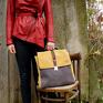 na ramię: Plecak/teczka żółto szara - Hand Made zamsz torba