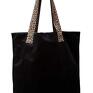 shopper bag mr. M velvet czarna - uszy torba panterka