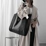 Duża czarna torba oversize XL - eko zamsz Simply Balance pojemna minimalistyczna