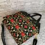na ramię: kuferek - róże welur tapicerski torebka damska handmade