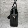 na ramię: Torebka damska kuferek - czarna na prezent na co dzień torba do pracy pakowna