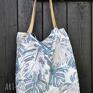 na ramię: Torba tote XXL, print monstera