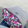 szare torebka kwiatowa april mini - piwonie na szarym tote bag