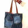 duża torba z jeansu plus kolorowy patchwork denim jeans