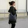 torba hobo na ramię workówka plecionka grafit czerń torebka damska