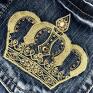 shopperka torba jeans duża upcykling haft korona 92 od ramię