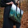 turkusowe na ramię motyw shopper z kolekcji matka natura - gdzieś ponad torebka handmade