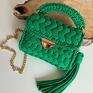 handmade na ramię szydełkowa torebka puffy bag zielona