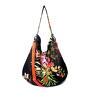 torebka worek czarne flowers hobo torba podróżna