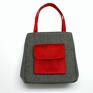 Torebki Niezwykle wyraziste elegancka shopper bag worek - tkanina dark grey i czerwony na ramię prezent sack