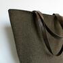 pomysł na prezent świąteczny Shopper Bag Łódka - tkanina w jodełkę brąz elegancka