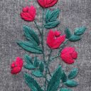 🌷 Torba na zakupy haftowane tulipany - bawełniana, melanżowa, szara, grafit na ramię