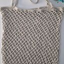 Siatka na zakupy, torba - szara, jasnoszara - na ramię, robiona na szydełku