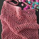 Siatka na zakupy, torba - różowa - na ramię, robiona na szydełku