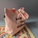 Duża różowa bawełniana torba shopper na zakupy