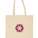 🏵️ 🌸🔸🌿 Mandala Kwiatów - Beżowo-kremowa eko torba bawełniana z ręcznym haftem