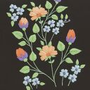 🌼 Torba z haftem polnych kwiatów - czarna ekologiczna torba na zakupy na ramię