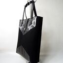 Torba zakupowa - filc i skóra - Czarny wąż