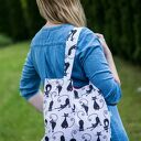 Torba na zakupy shopperka ekologiczna torba shopper zakupowa torba na ramię eko siatka kwiaty ważki