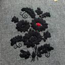 🌸 Torba na zakupy czarna melanżowa z haftem czarnych kwiatów czerwone serce