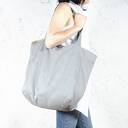 Lazy bag duża, bawełniana, szara torba na zamek / vegan