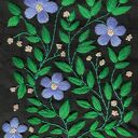 🌼 Czarna bawełniana torba z ręcznie haftowanym motywem niebieskich kwiatów