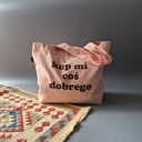Duża różowa bawełniana torba shopper na zakupy