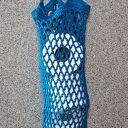 Siatka na zakupy, torba - turkusowa - do ręki, robiona na szydełku