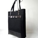 Torba zakupowa - filc i skóra - Czarny wąż