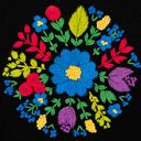 🌼 Torba z ręcznie haftowanym ludowym, kwiatowym ornamentem - czarna ekologiczna torba na zakupy