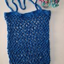 Siatka na zakupy, torba - chabrowa - na ramię, robiona na szydełku