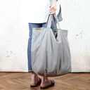 Lazy bag duża, bawełniana, szara torba na zamek / vegan