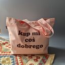 Duża, bawełniana, różowa torba na zakupy, shopperka - słodka