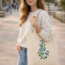 💠 Torba na zakupy z haftem ręcznym wesołe niezapominajki - bawełniana