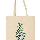 💠 Torba na zakupy z haftem ręcznym wesołe niezapominajki - bawełniana, ecru