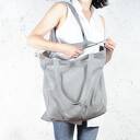 Lazy bag duża, bawełniana, szara torba na zamek / vegan