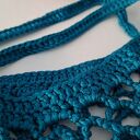 Siatka na zakupy, torba - turkusowa - do ręki, robiona na szydełku